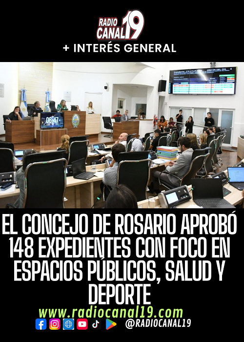 El Concejo de Rosario aprob&oacute; 148 expedientes con foco en espacios p&uacute;blicos, salud y deporte